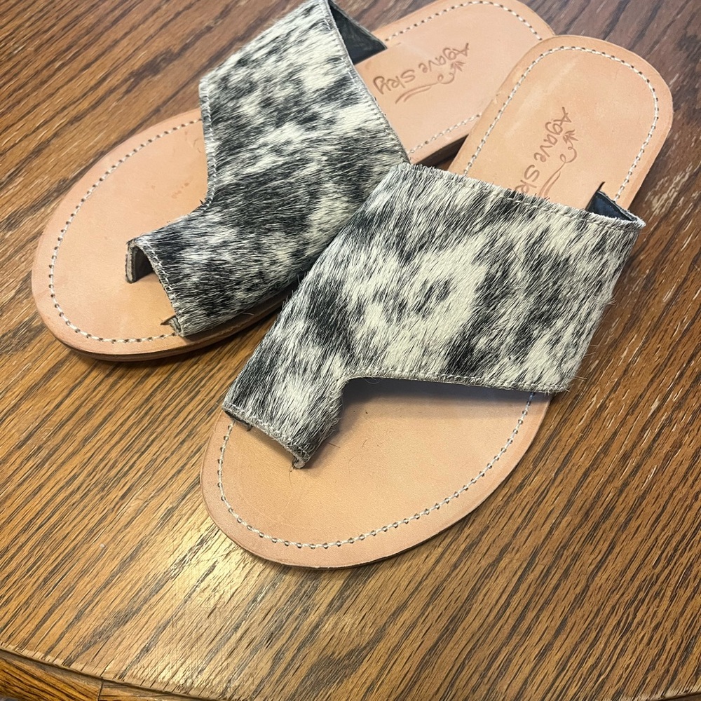 Worn once Agave Sky leather cowhide sandals